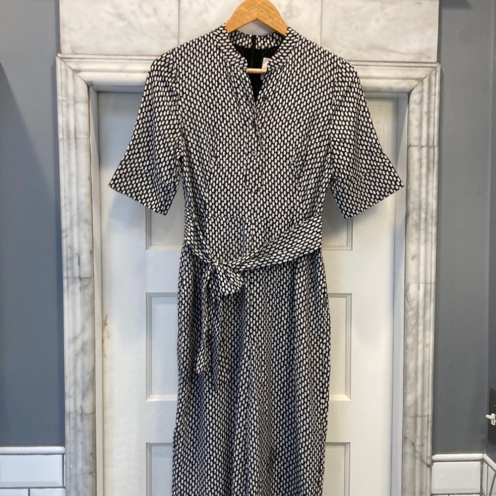 LK Bennett 100% silk wide leg jumpsuit, size 2